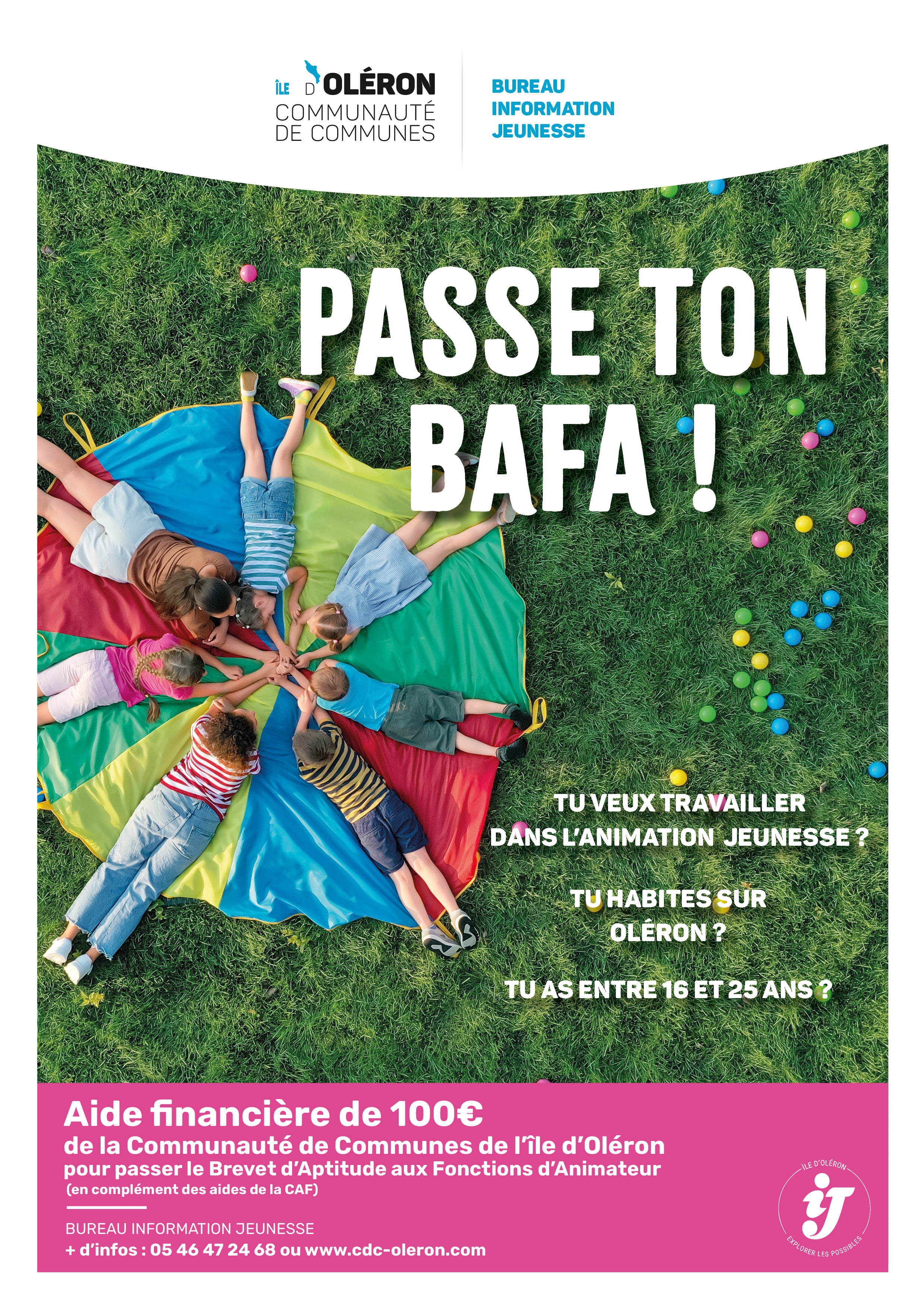 Affiche : Soutien financier aux jeunes oléronais souhaitant passer le bafaSoutien financier aux jeunes oléronais souhaitant passer le bafa