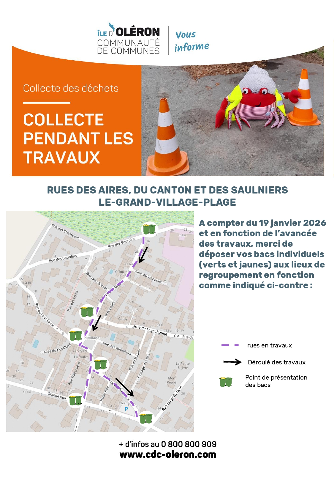 Collecte pendant les travaux de requalification du centre-bourg Affiche : collecte pendant les travaux de requalification du centre-bourg