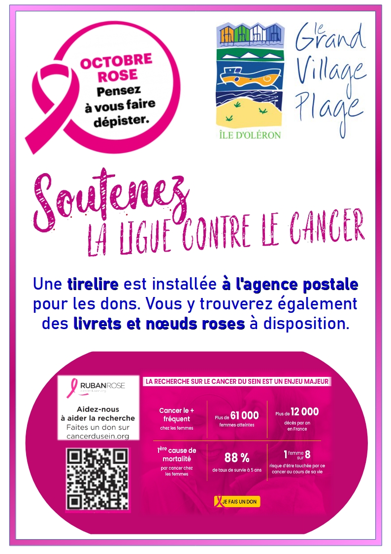 Affiche : Octobre rose - Soutenez la ligue contre le cancer !!!