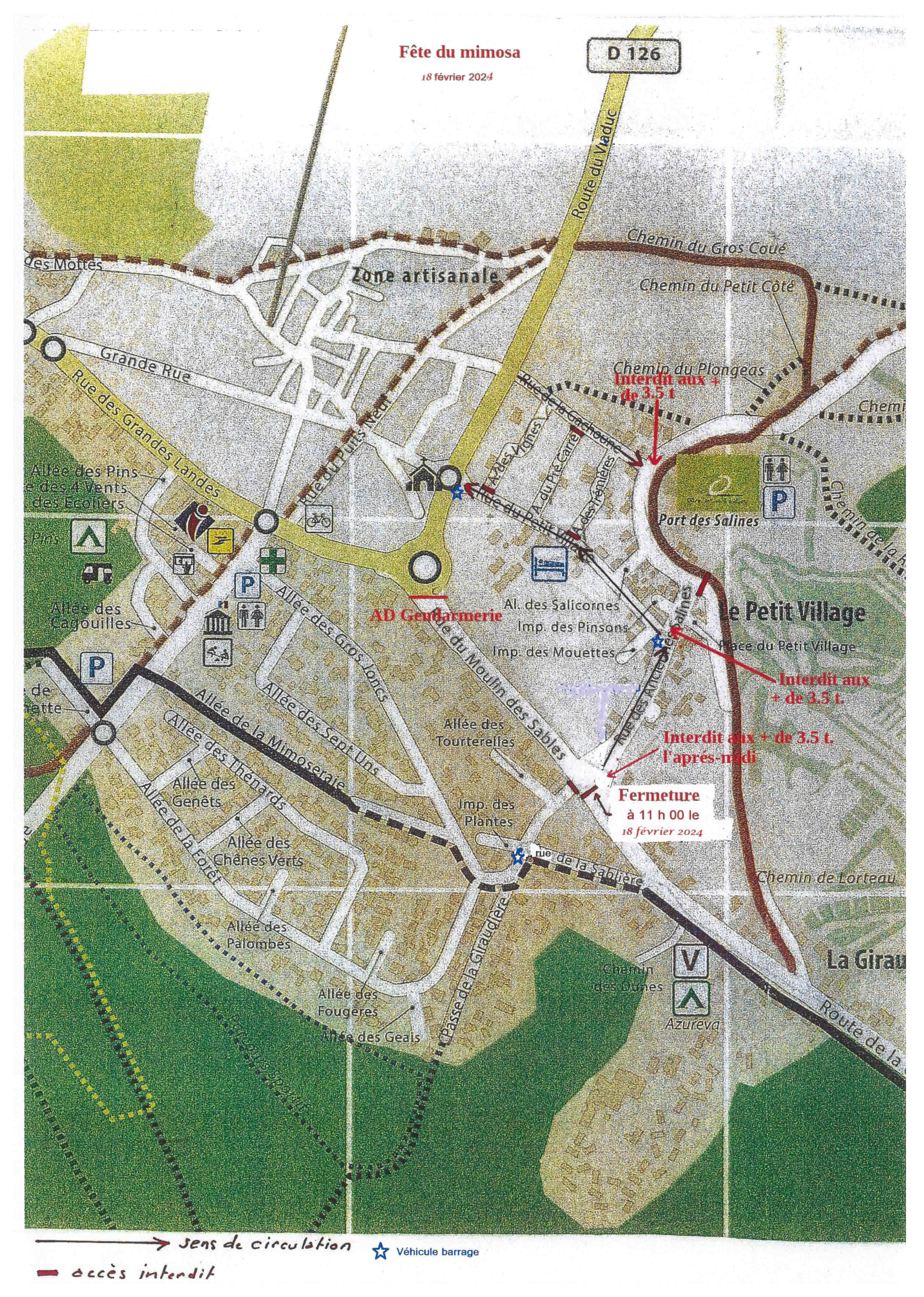 Plan de circulation : Fête du mimosa 2024 Plan de circulation : Fête du mimosa 2024