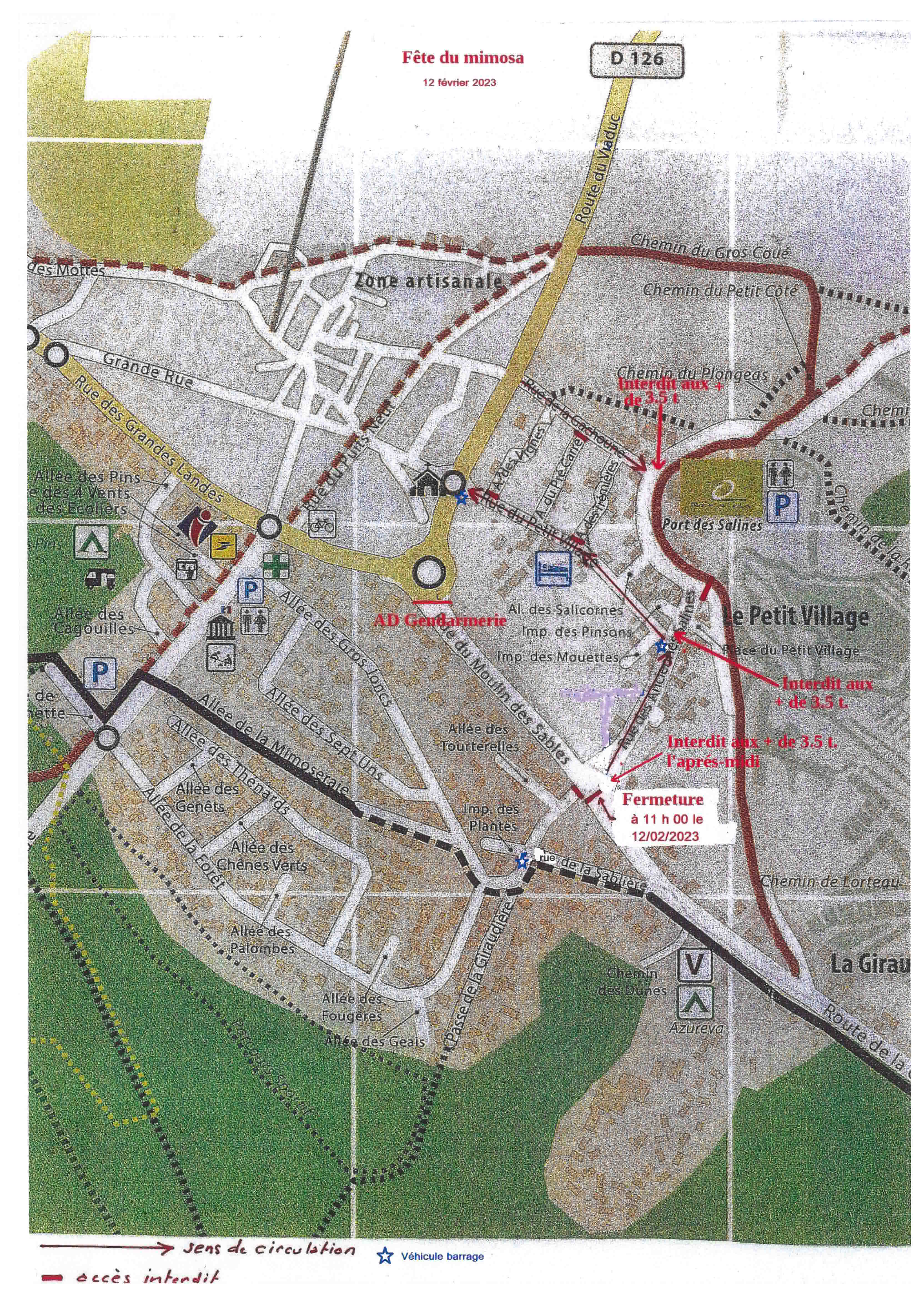 Plan de circulation : Fête du mimosa 2023